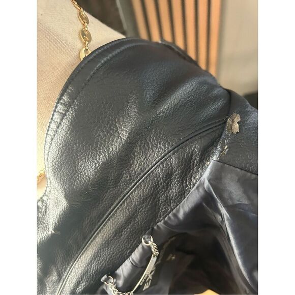 Express faux leather dark blue jacket size small motto rock like style - Picture 7 of 9